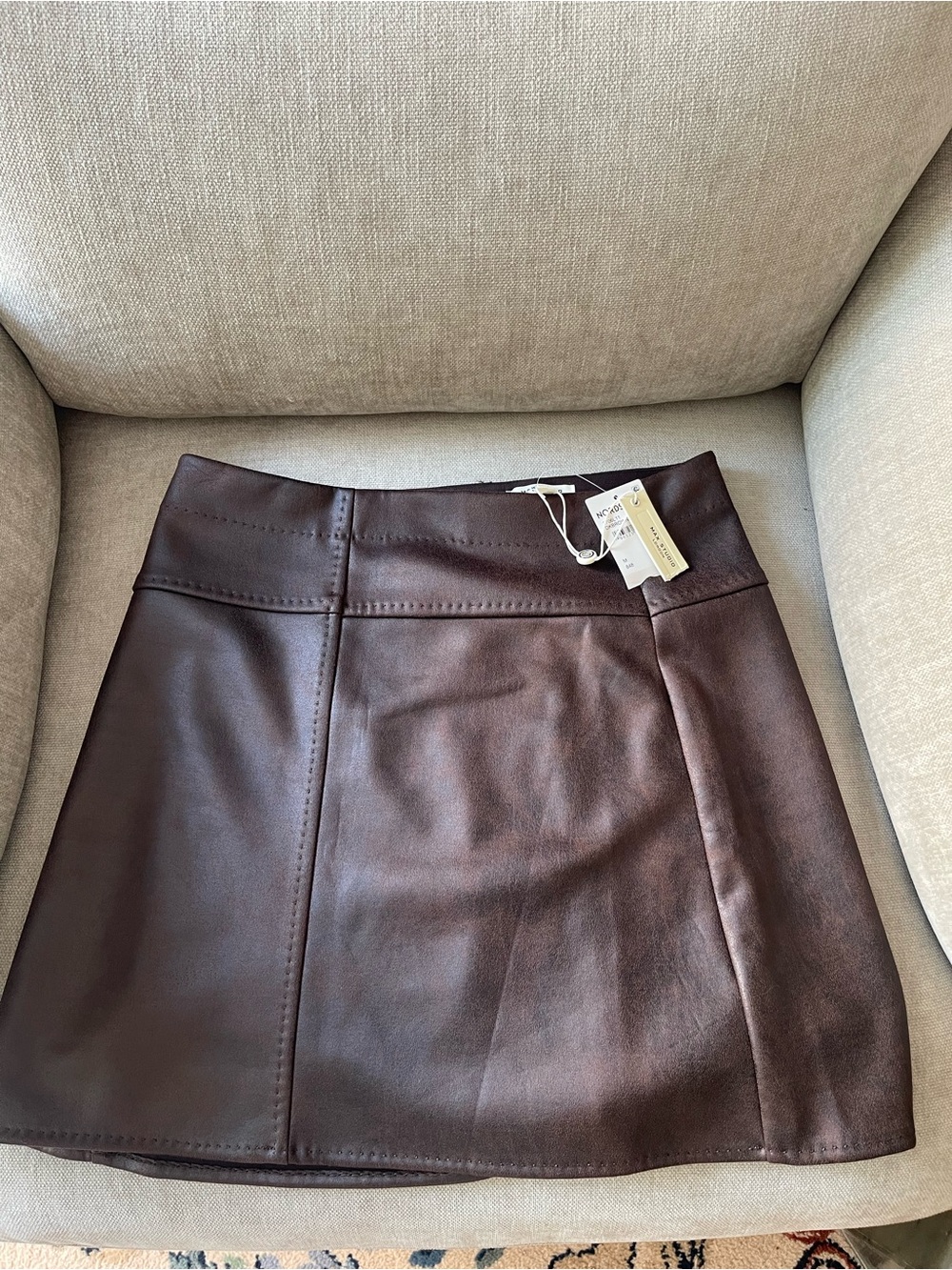 Max Studio London Faux Leather Mini Skirt – Dark Brown – NWT